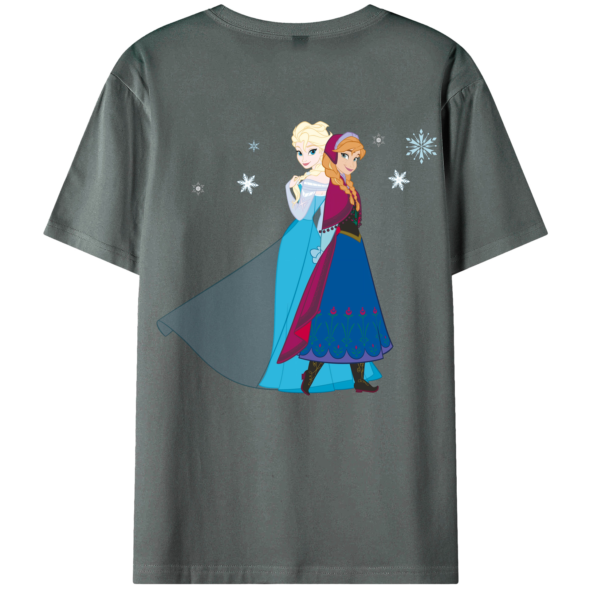 （画像用） アナと雪の女王 アンナ エルサ Frozen Anna Elsa 綿100％ メンズ半袖Tシャツ（バックプリント） 通気性